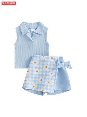Toddler Girl 2-Piece Tank Top & Daisy Plaid Skort Set
